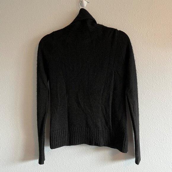 J Crew Lofty Sweater Black Shawl Collar‎ Pockets Alpaca Merino Wool Size XS - Picture 5 of 8